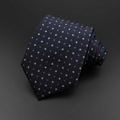 New Men's Tie Classic Solid Color Stripe Flower