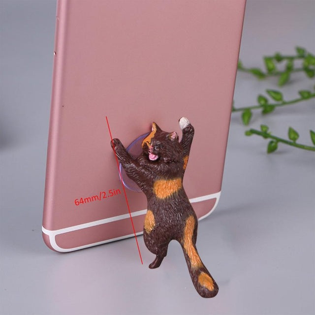 Cat Figurine Miniature Cat Sucker Design Phone