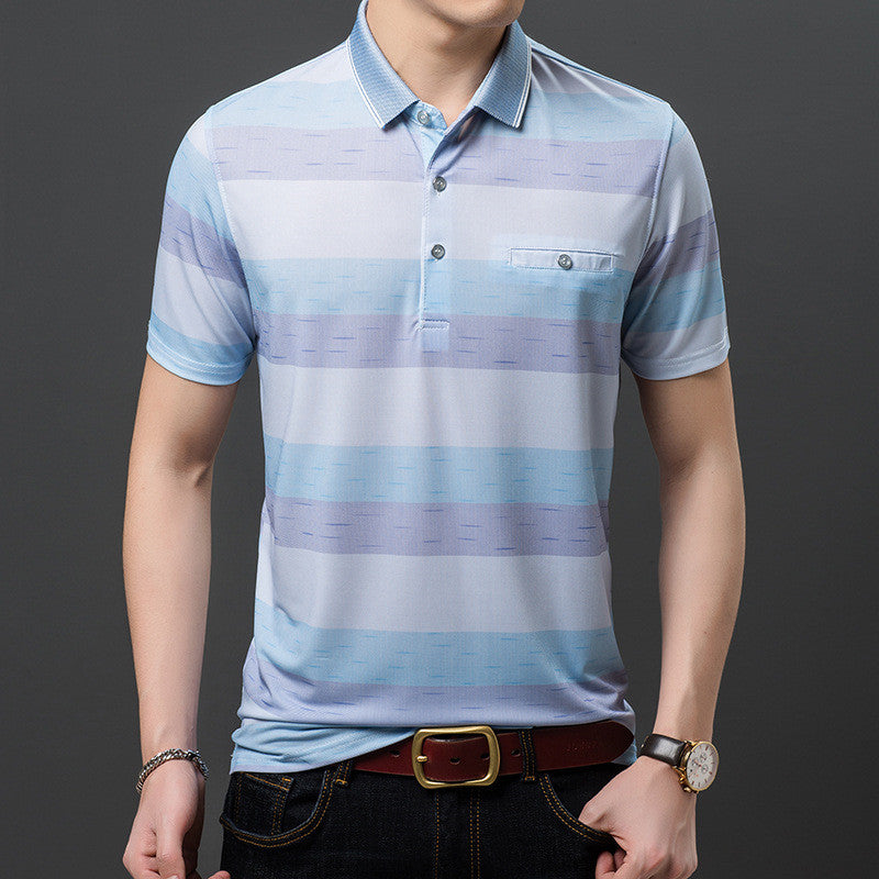 Loose Men Polo Shirt Blue