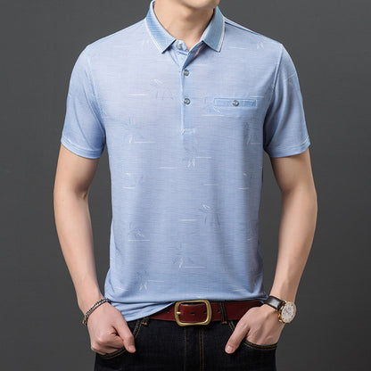 Loose Men Polo Shirt Blue