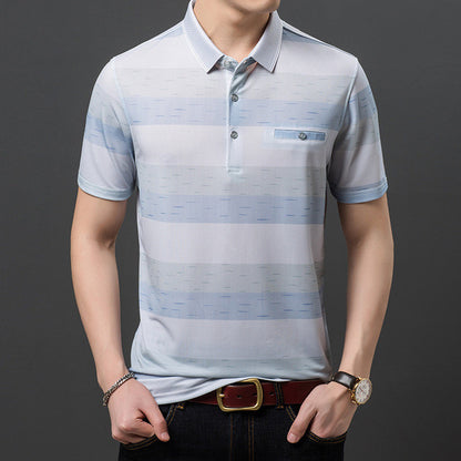 Loose Men Polo Shirt Blue