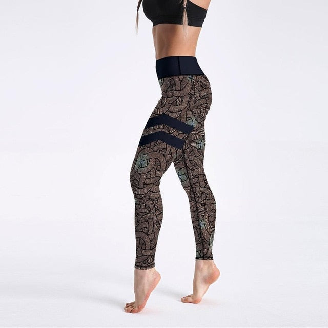 Spandex High Waist Digital Printed Fitness Leggings