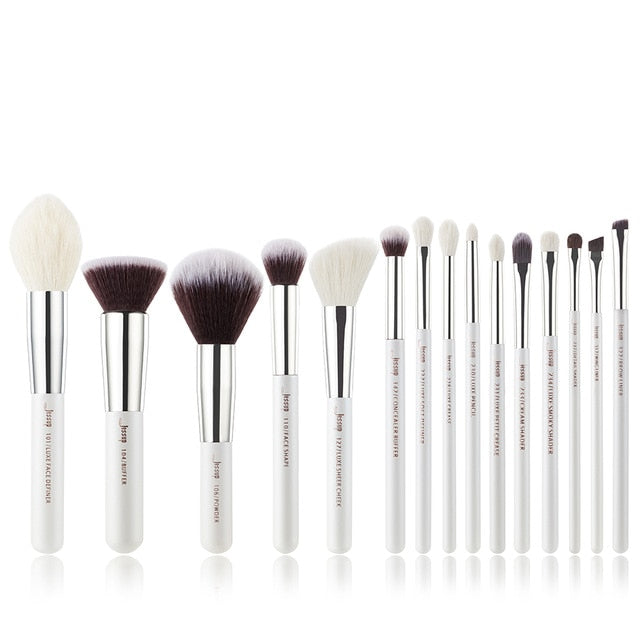 White/Silver Makeup brushes set