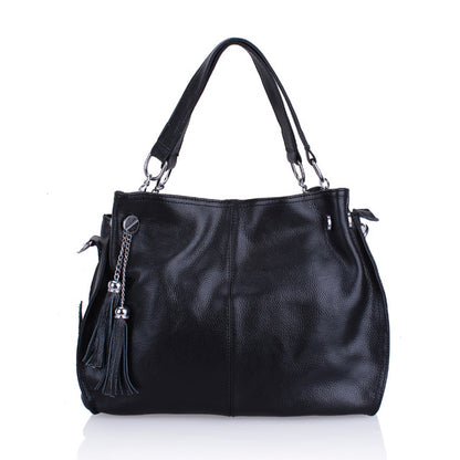 leather handbag lady tassel shoulder