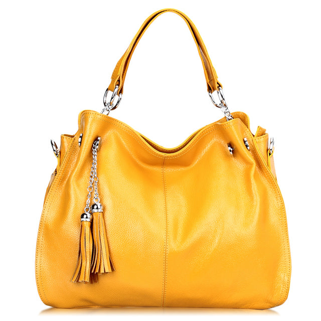 leather handbag lady tassel shoulder