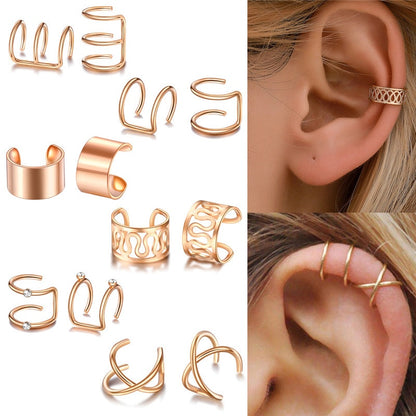 Ear Cuff Gold Leaves Non-Piercing