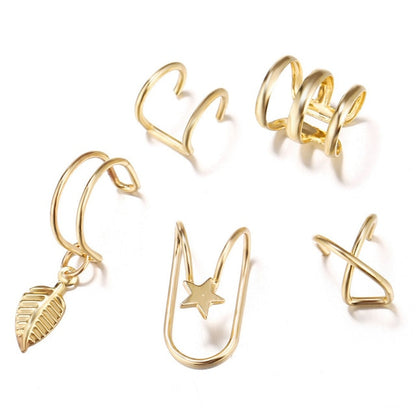 Ear Cuff Gold Leaves Non-Piercing