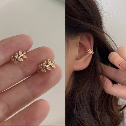 Ear Cuff Gold Leaves Non-Piercing