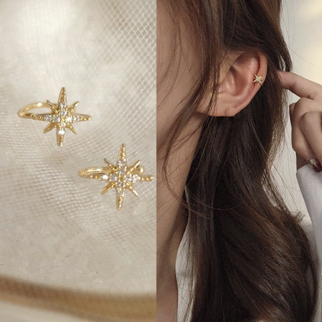 Ear Cuff Gold Leaves Non-Piercing