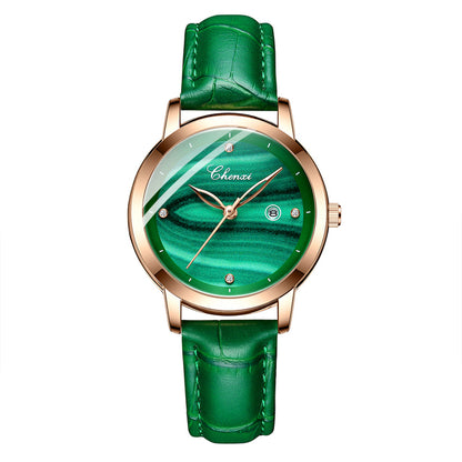 Elegant Watch Malachite Green Casual Waterproof