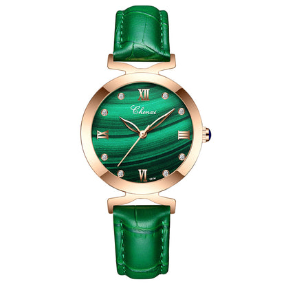 Elegant Watch Malachite Green Casual Waterproof