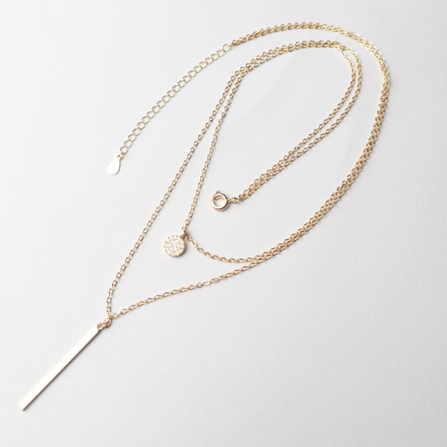 925 Sterling Silver Double layer Necklace