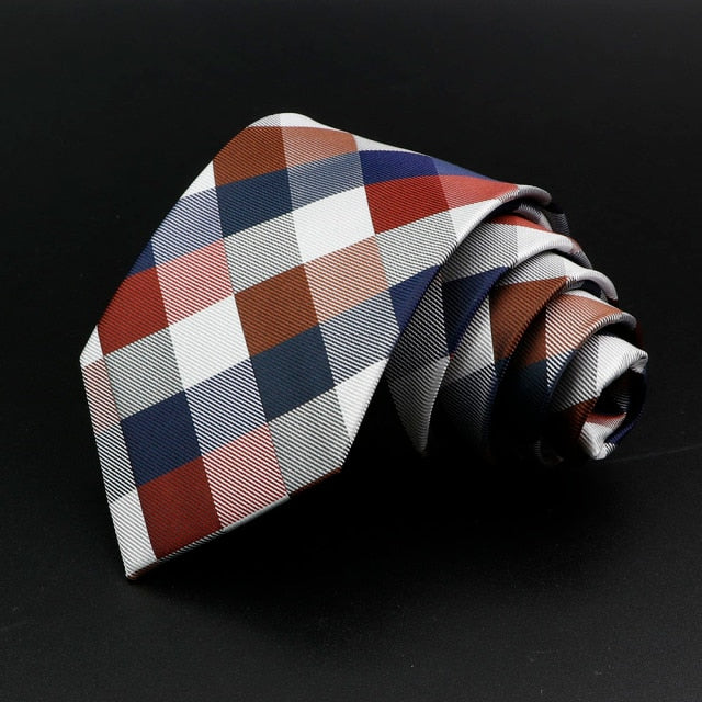 New Men's Tie Classic Solid Color Stripe Flower