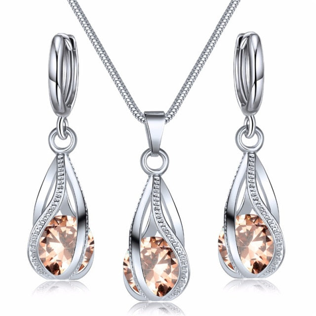 Fashion Silver Color Necklace Earring