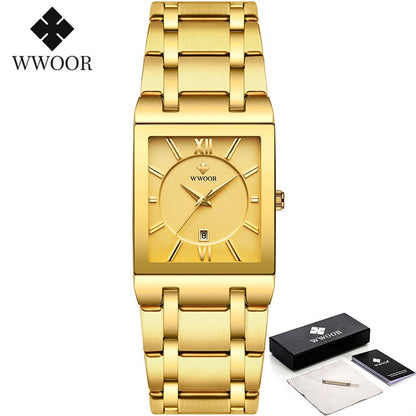 Gold Watch Men Square Watch