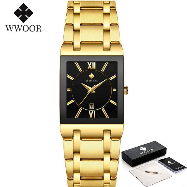 Gold Watch Men Square Watch