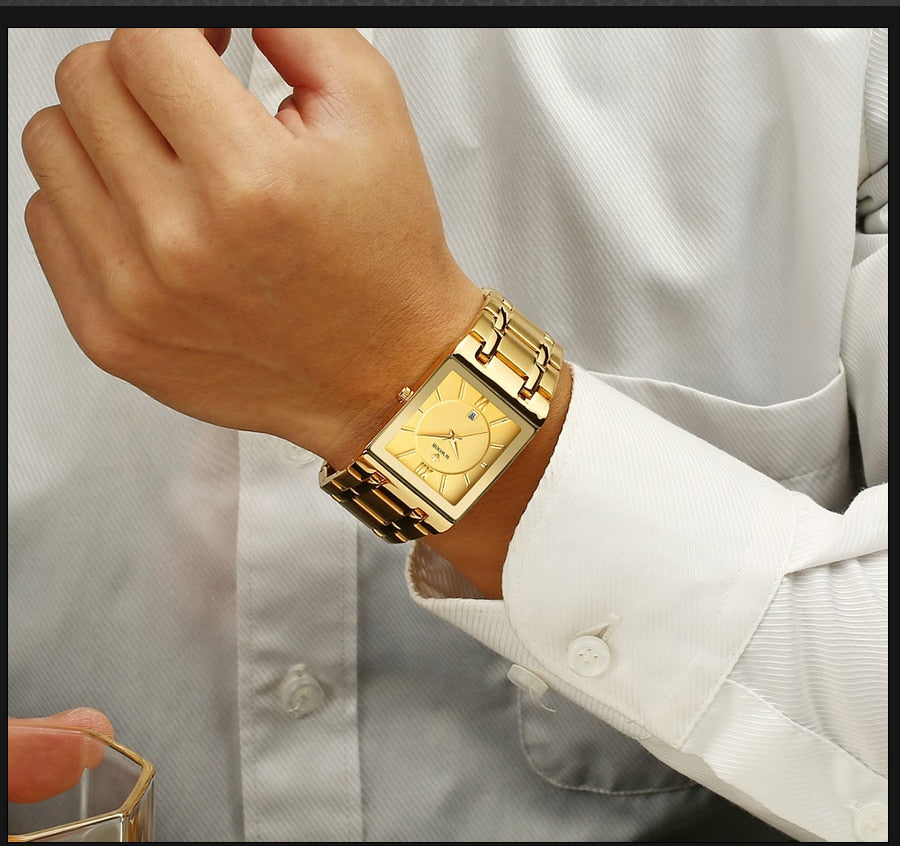 Gold Watch Men Square Watch