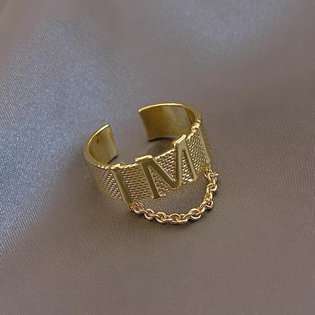 Classic Titanium Steel Rose Gold Double Letter Ring