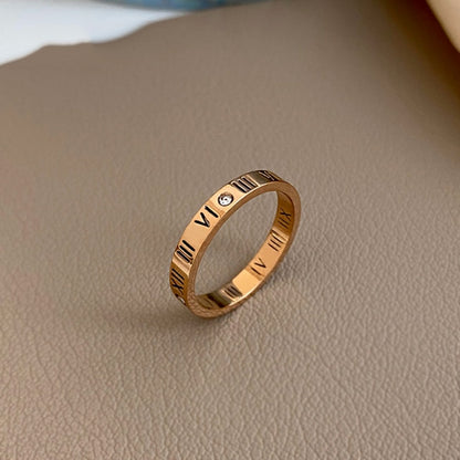 Classic Titanium Steel Rose Gold Double Letter Ring