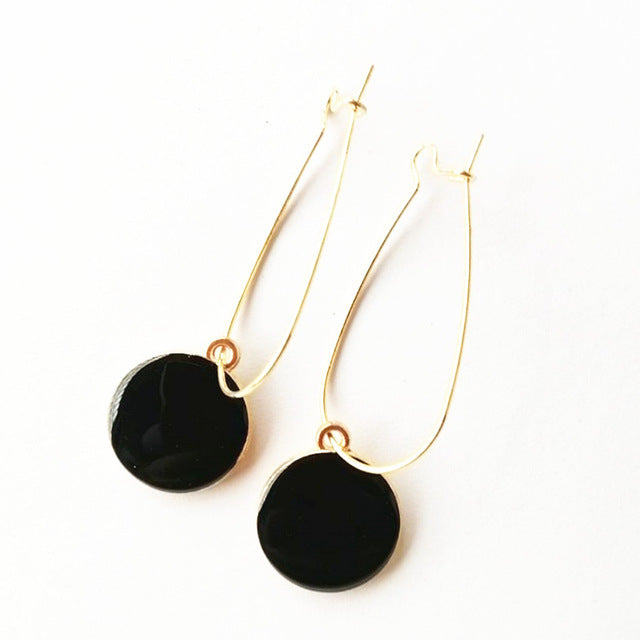 Korean version of hot new black round rhinestone earring