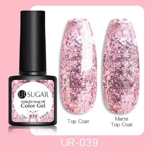 Reflective Glitter UV Gel Nail Polish Rose