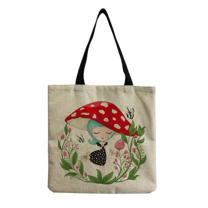 Bright Colors Cartoon Mushroom Printed Bag