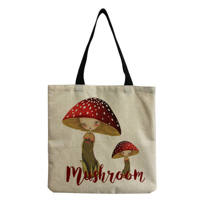 Bright Colors Cartoon Mushroom Printed Bag