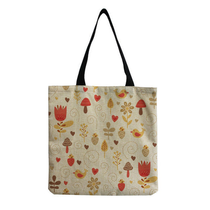 Bright Colors Cartoon Mushroom Printed Bag