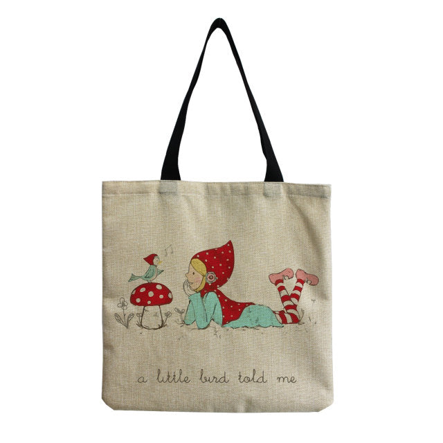 Bright Colors Cartoon Mushroom Printed Bag