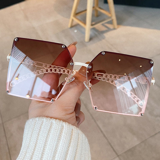 Oversize Gradient Sunglasses Vintage Alloy