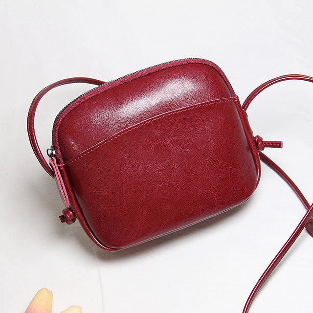 Genuine Leather Small Shell Bag