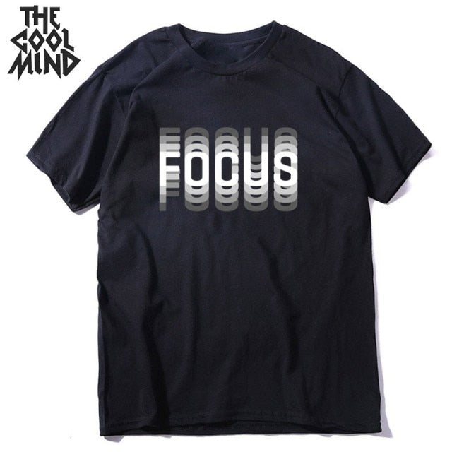 summer loose focus print men T shirt