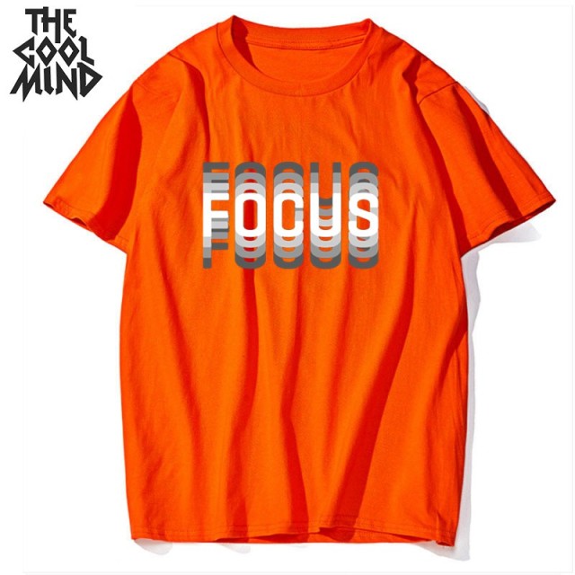 summer loose focus print men T shirt