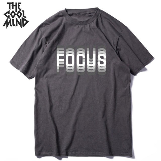 summer loose focus print men T shirt