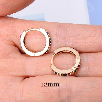 Rainbow Little Huggins Hoop Earrings