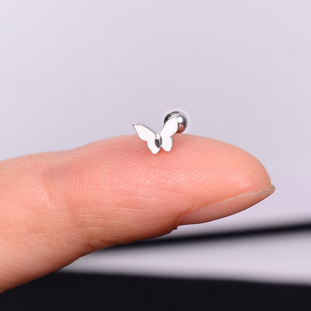 Stainless Steel Mini Stud Earrings Heart Star