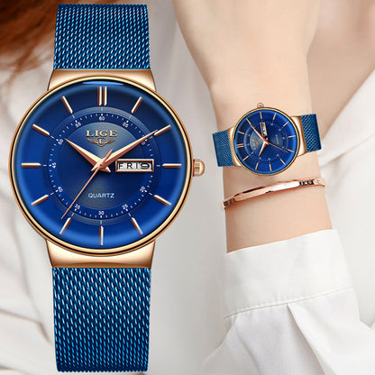 Brand Ultra-thin Calendar Week Quartz Watch