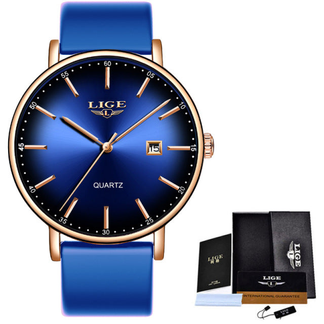 Brand Ultra-thin Calendar Week Quartz Watch