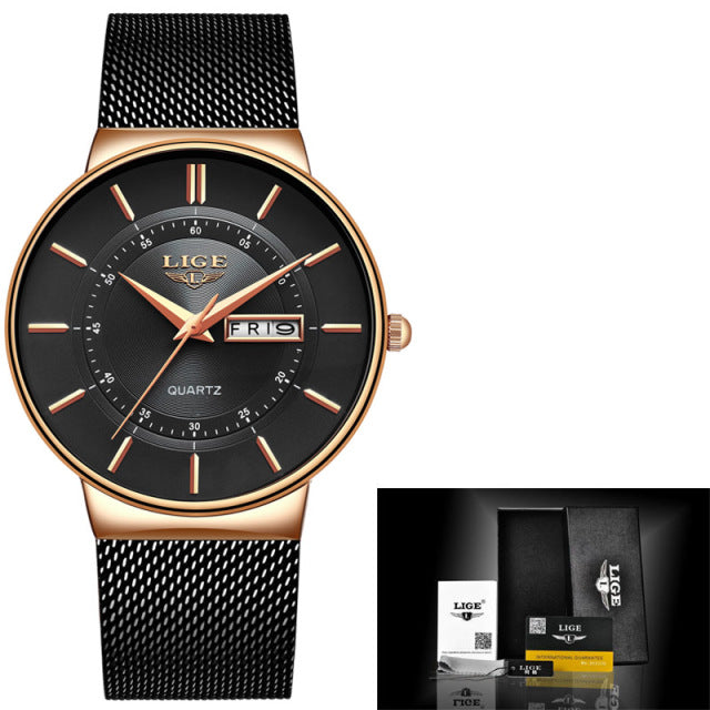 Brand Ultra-thin Calendar Week Quartz Watch