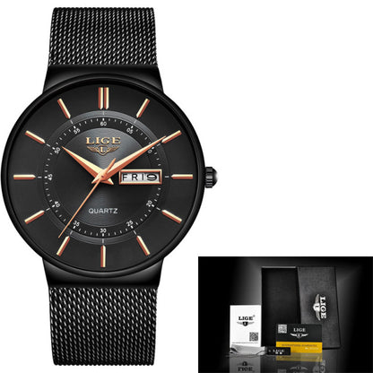 Brand Ultra-thin Calendar Week Quartz Watch