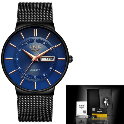 Brand Ultra-thin Calendar Week Quartz Watch