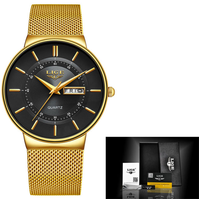 Brand Ultra-thin Calendar Week Quartz Watch