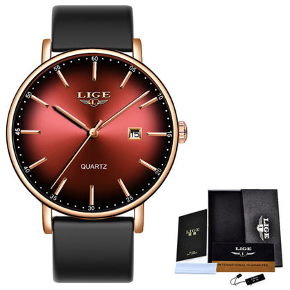 Brand Ultra-thin Calendar Week Quartz Watch