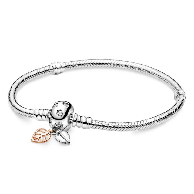 Boosbiy Silver Plated Cute Owl Snake Chain Charm Bracelet