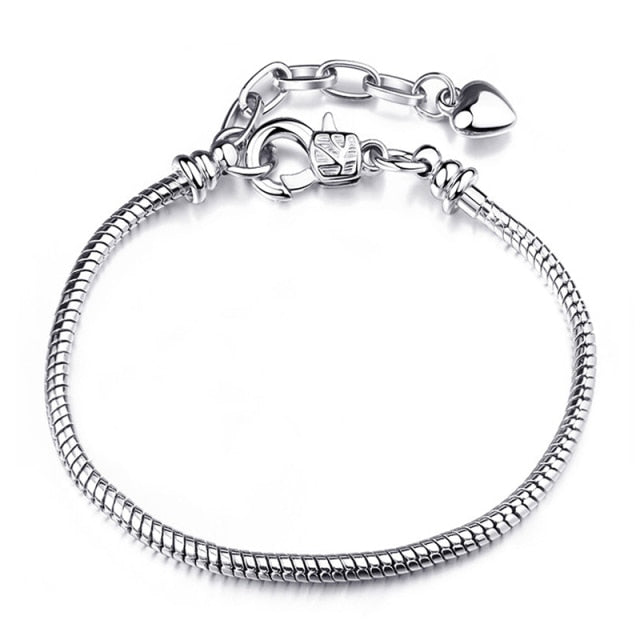 Boosbiy Silver Plated Cute Owl Snake Chain Charm Bracelet