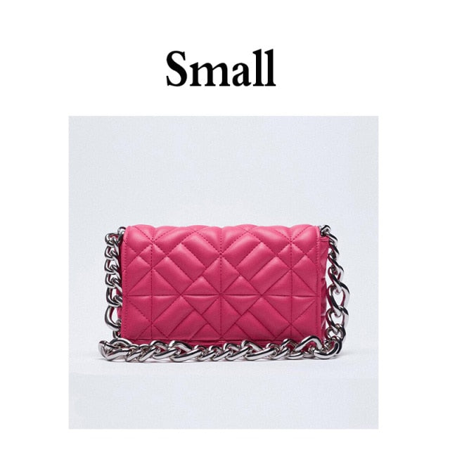 Thick Chain Quilted Shoulder Purses And Handbag