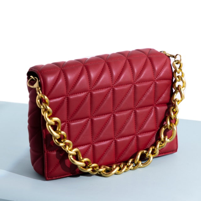 Thick Chain Quilted Shoulder Purses And Handbag