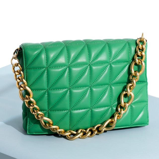 Thick Chain Quilted Shoulder Purses And Handbag