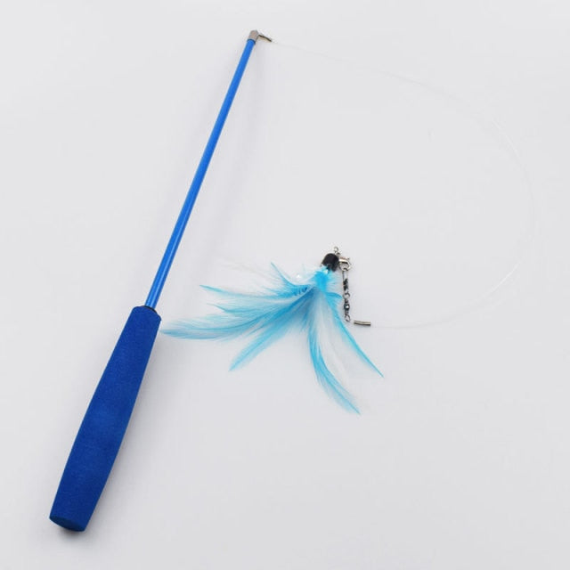 Interactive Cat Feather Toy Feather Teaser Stick Wand