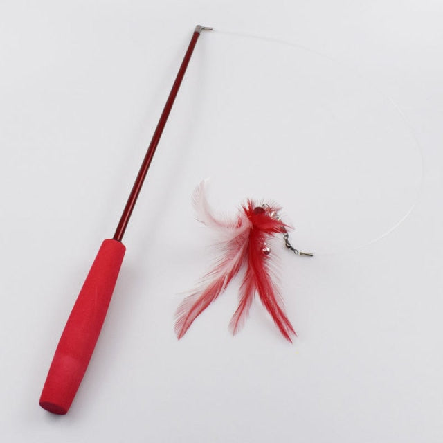 Interactive Cat Feather Toy Feather Teaser Stick Wand